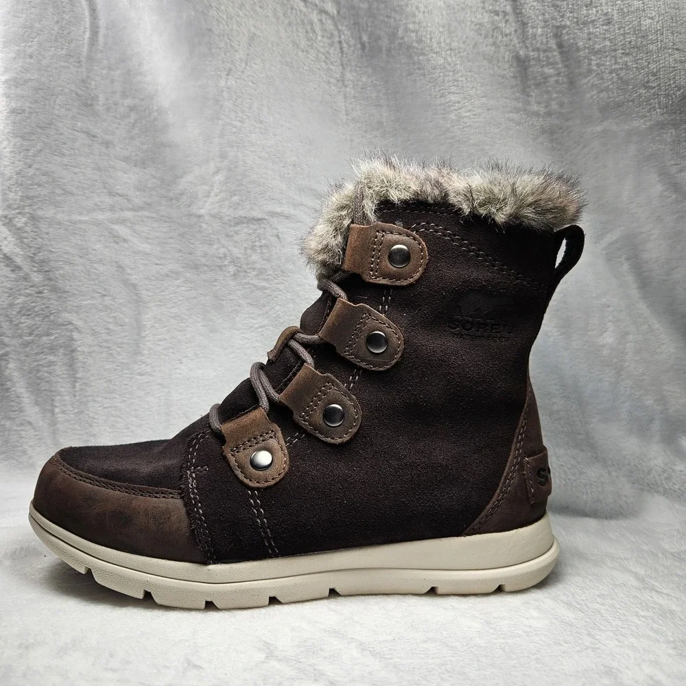 Sorel Explorer Joan Women's Boots Size 6 Brown Suede‎ Waterproof Winter Fur